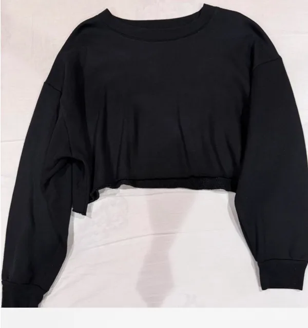 Altar'd State women Black cropped sweatshirt size medium - Image 2