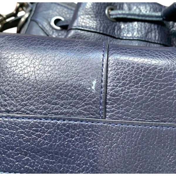 Coach Mickey Navy Blue Pebbled Leather Drawstring Bucket Bag Crossbody Classic - Image 14