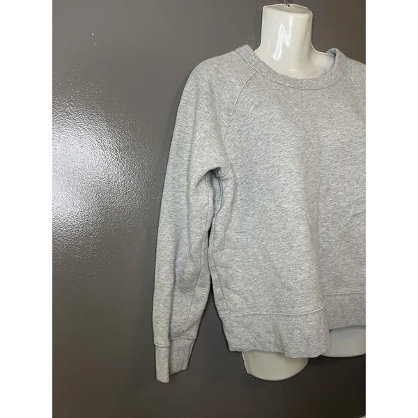 Athleta Sweatshirt Womens Medium Gray Fleece Raglan Crewneck Pullover Lined - Image 3