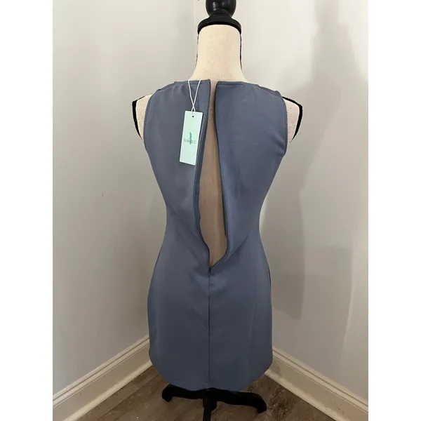 Sleeveless Blue Sheath Dress sz Small NEW Minimalist Office Chic Business Casual - Image 4