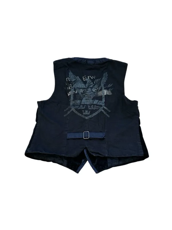 Vintage Guess Blue Velour Vest Y2K Steampunk Indie Sleaze 90s Grunge Goth - Image 2