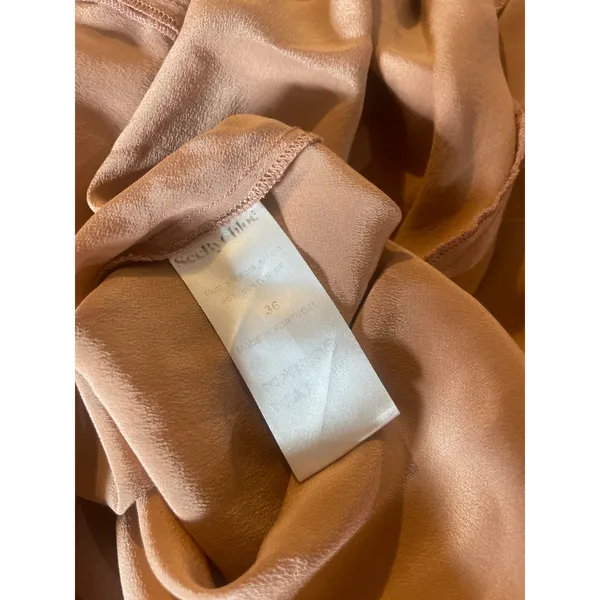 SEE by CHLOE Luxe Silk Mini Dress Dusty Nude 36 Small S LUXURY FEMININE Pockets - Image 5