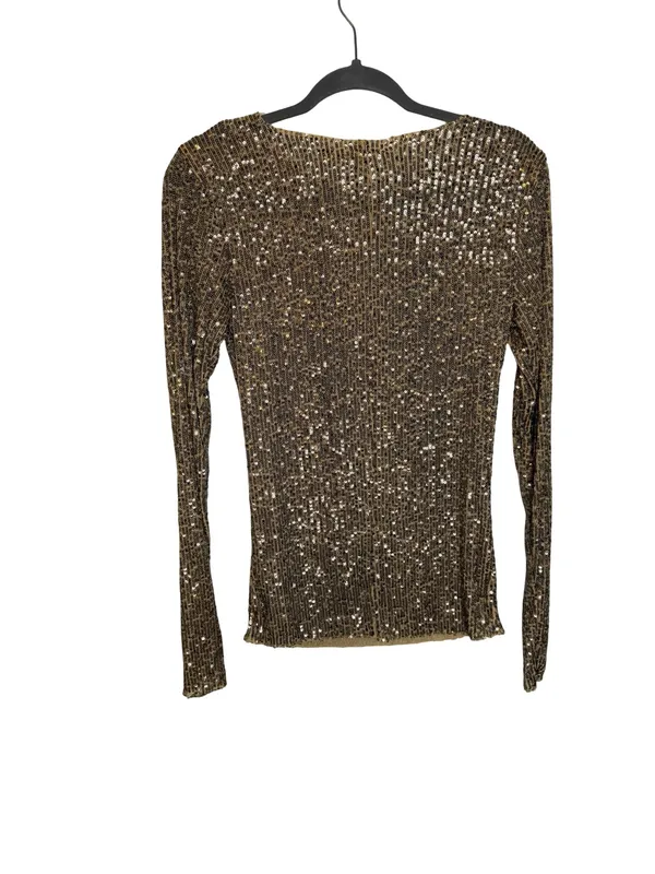 ✨💛‎ Free People Gold Sequin Long Sleeve Party Top XS NWT 💛✨ - Image 4