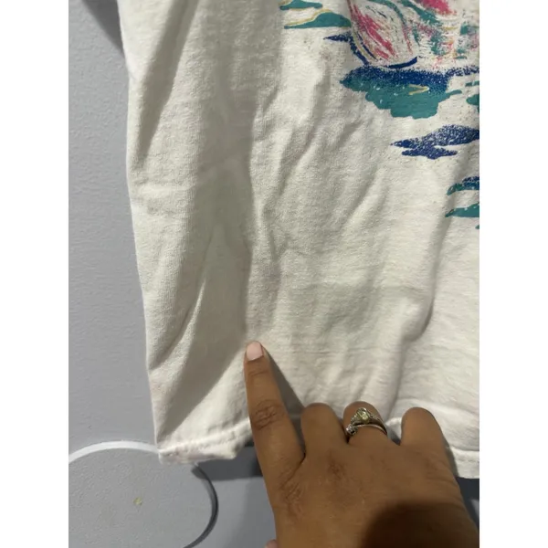 Vintage 90's Hanes Dolphin Seashell Graphic Tee T-Shirt Size Small Tropical W - Image 3