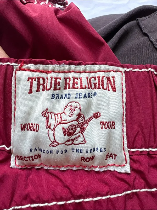 True Religion Ricki Big T Burgundy With Contrasting White Y2K women pants cargo - Image 4