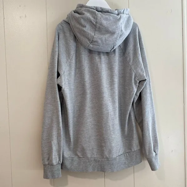Gymshark Gray Fleece Lined Pullover Hoodie | Athletic Logo Sweatshirt Size M - Image 2