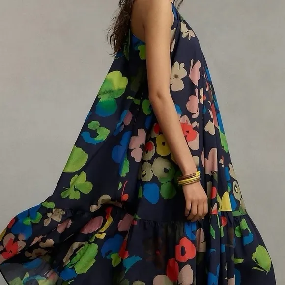Anthropologie WHIT TWO Floral Halter Midi Dress‎ size xs - Image 3