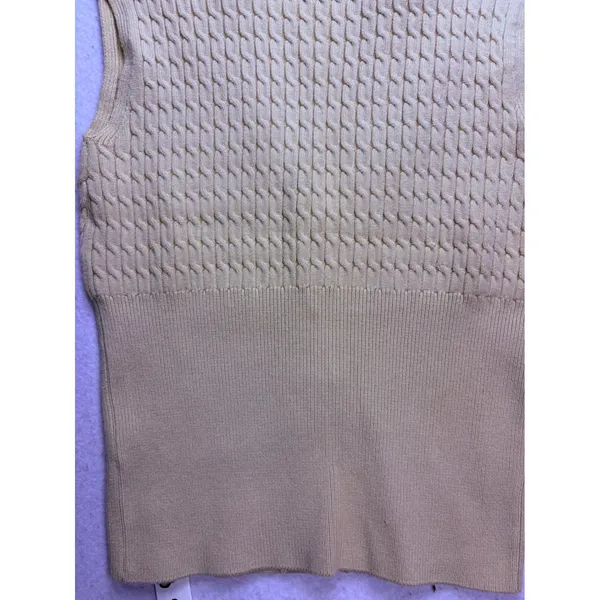 Commense Cable Knit Vest Women XS Beige Gold Button Sleeveless Layering - Image 9