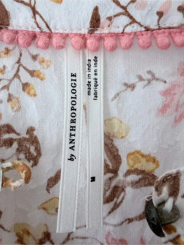 Anthropologie Harmony Lace Floral White Peasant Boho Blouse Top size medium - Image 7