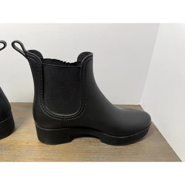Jeffrey Campbell Women's Size 8 Black Chelsea Rain Boots Ankle Pull On - Image 4