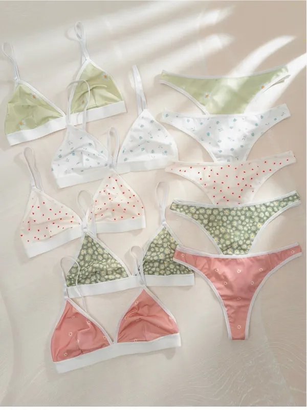 5 Sets Matching Bra and Panty Set Cute Sexy Lingerie Sets - Image 4
