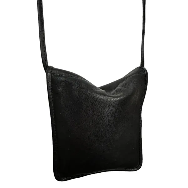Black Leather Long Shoulder‎ Bag - Image 3