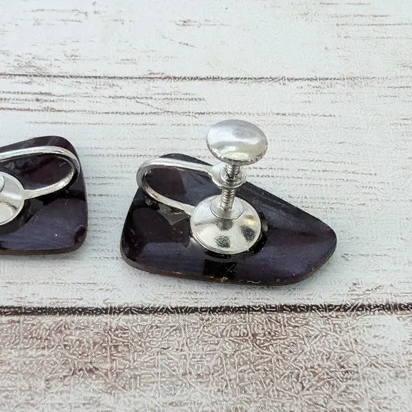 Vintage Screw Back Earrings Unusual Retro Design - Image 6
