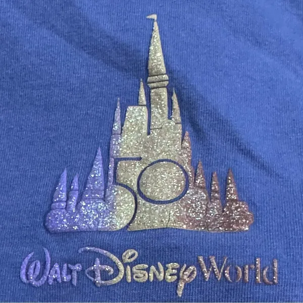 Disney Walt Disney World 50th Anniversary Purple Glitter Spirit Jersey Womens XL - Image 4