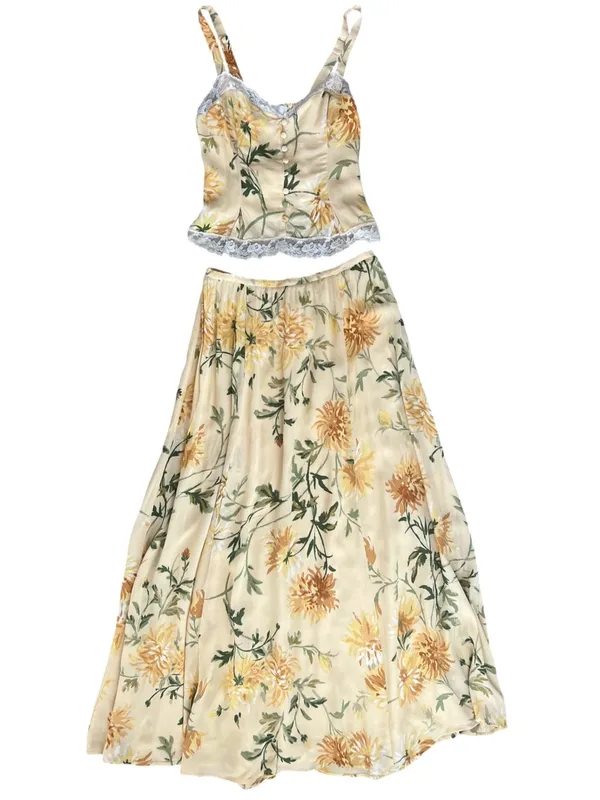 Reformation Women’s Lisette Top Gemma Maxi Skirt Honeyglow Floral Yellow Set 6 - Image 2