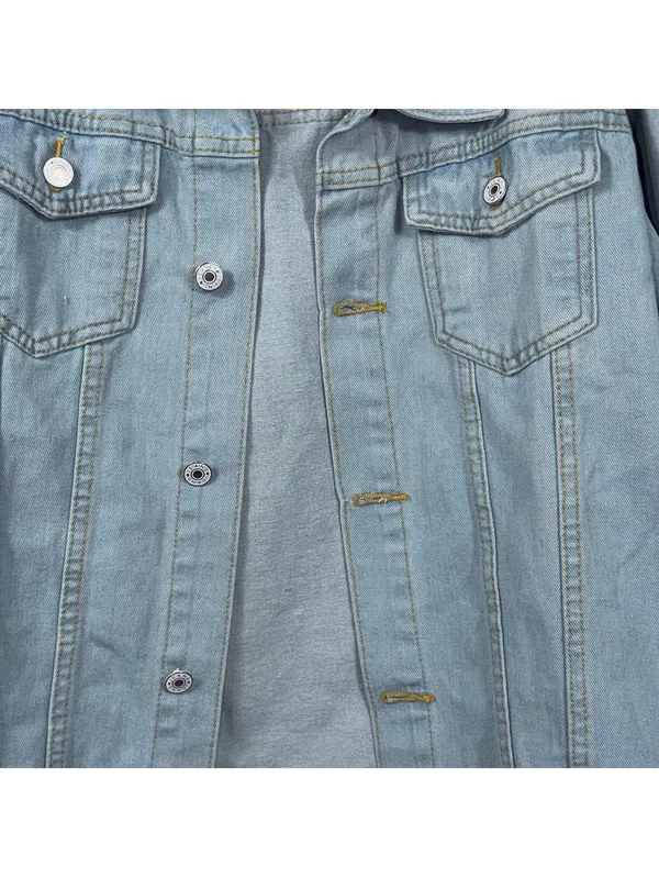 Women’s Light Wash Denim Jacket XXL Button Front Casual Jean Jacket - Image 2