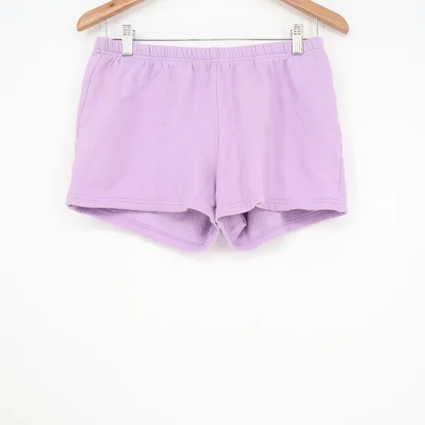 Rosio USA Lilac Purple Fleece Lounge Shorts Womens Large Elastic Waist - Image 2