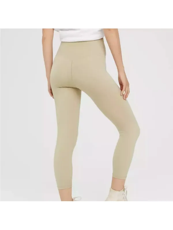aerie Offline High Rise Real Me Crossover 7/8 Leggings in Beige - Small Short - Image 2