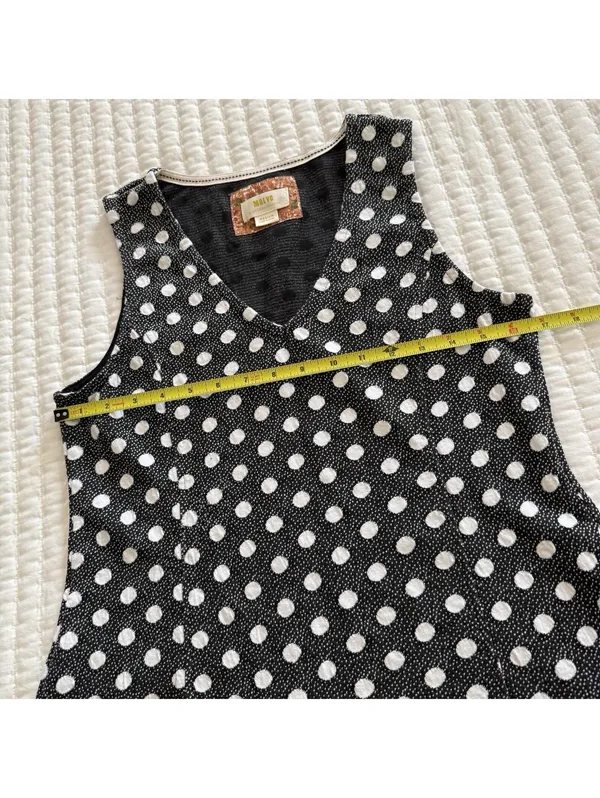 Anthropologie Maeve Polka Dot Black & White Sleeveless Blouse Top Sz M Medium - Image 2