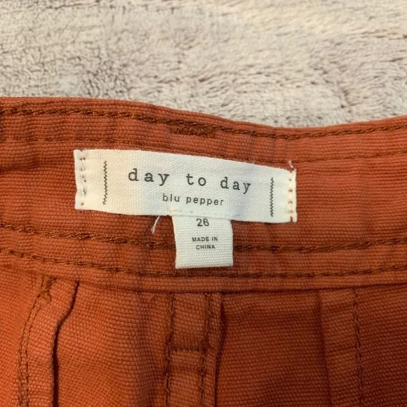 Day To Day Blu‎ Pepper Cropped Wide Leg Pants High Waist Casual Copper Size 26 - Image 5