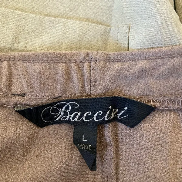 EUC Baccini women’s brown tan suede-like‎ soft stretchy elastic leggings pants L - Image 6