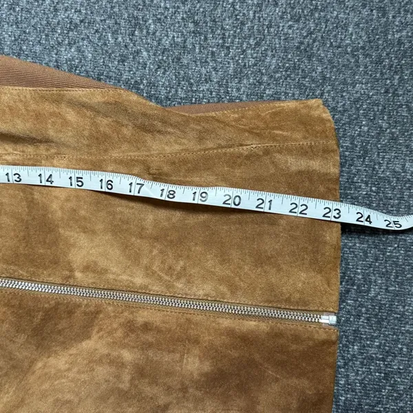 Soia & Kyo Brown Suede‎ Zip Jacket Ribbed Knit Slim Fit XS Chic Moto Minimalist - Image 14