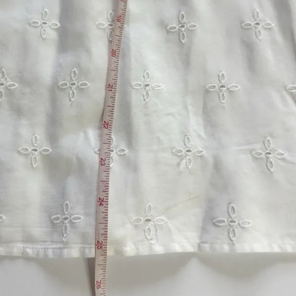 LOFT Women Large White Eyelet Embroidered Flutter Sleeve Tunic Top Boho L Summer - Image 6