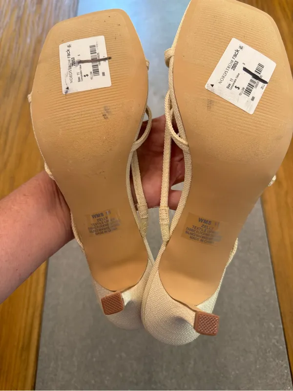 DV Dolce Vita Zelly Rosette Sandal Cream Canvas Strappy Heels Size 11 - Image 8