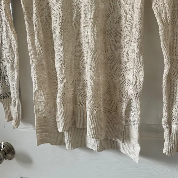 Free People Linen Knit Pullover‎ Sweater Size Large Lightweight Boho Miles Away - Image 3