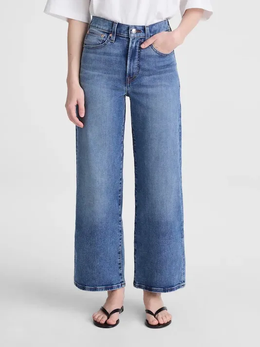 Madewell The Wide-Leg Crop Jean in Super Stretch Denim Oneida Wash Size 24 NWT - Image 2
