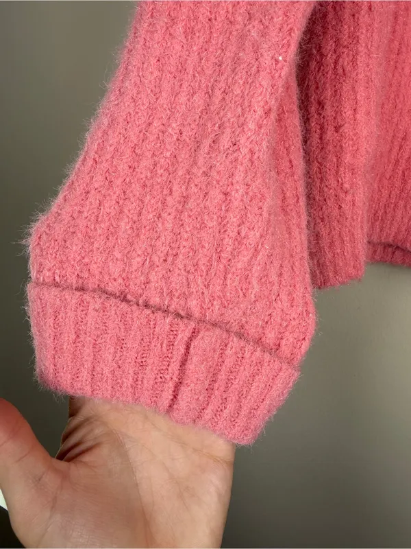 Sleeping On Snow By Anthropologie Pink Ribbed Fuzzy Open Cardigan S - Image 6