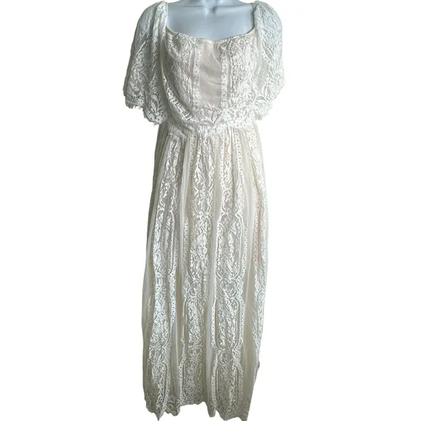 Baltic Born Caroline Lace Maxi Dress Sz M Off Shoulder Sheer Romantic Photoshoot - Image 2
