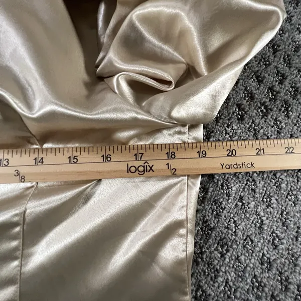 Rihoas Satin Wrap Blouse Small Gold Long Sleeve Button Cuff Collared Dressy Top‎ - Image 5