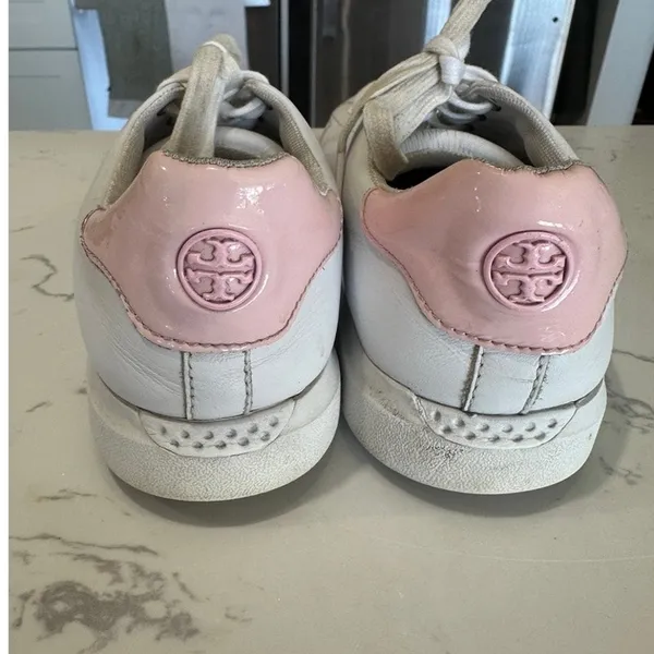 Tory Burch Howell Court White Pink Leather Lace Up Sneakers Women's Size 8 - Image 6