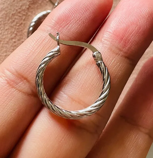 Twist Sterling Silver Hoop - Image 2