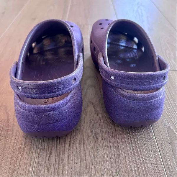 Crocs Classic Platform Clogs Sandals Purple Glitter Women Sz 10 - Image 4