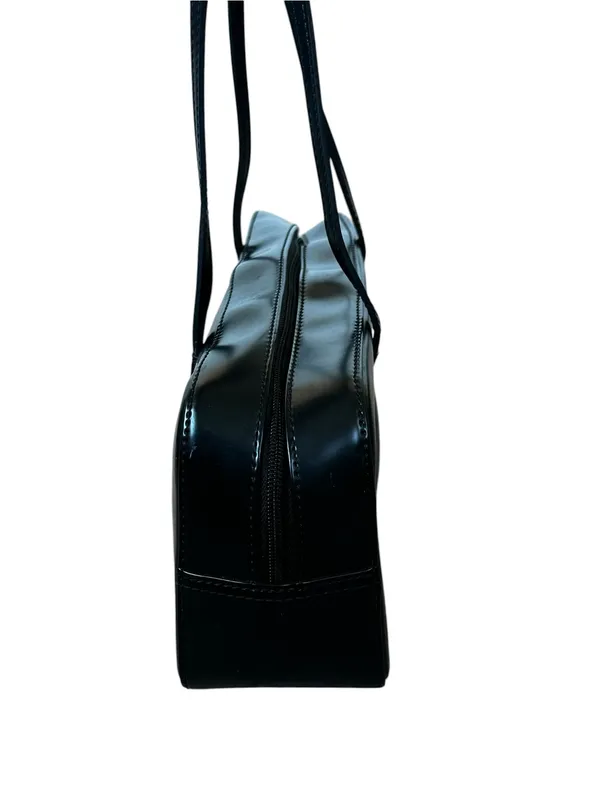Vintage Guess Black Patent Leather Structured Shoulder Bag Y2K 90s Minimalist - Image 4