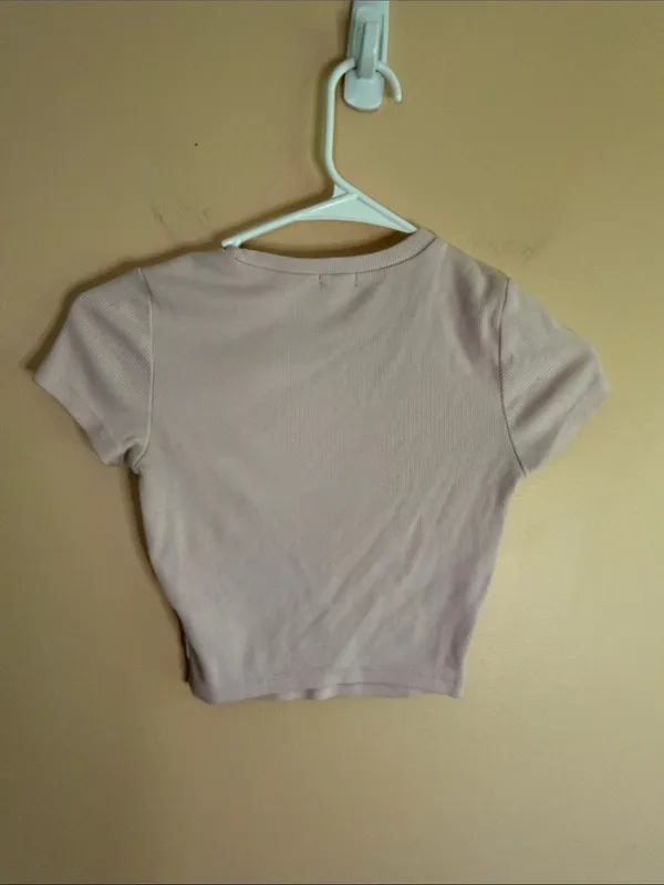 Garage Pink Ribbed Crewneck Crop Top - Image 3
