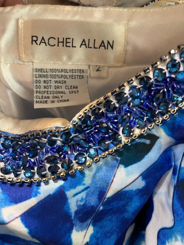 Rachel Allen Blue Floral Beaded Two-Piece Prom Dress - Image 11