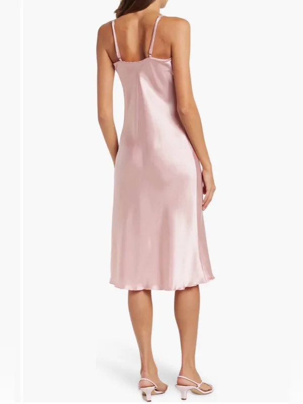 Bebe Dusty Rose Hammered Satin Cowl Neck Midi Slip Dress‎ - Image 2