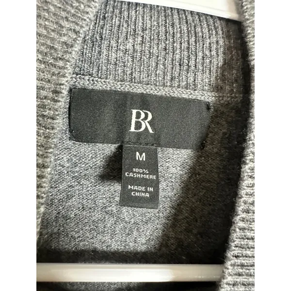 Banana Republic 100% Cashmere‎ Padded Shoulder Mock Neck Sweater Vest Gray M - Image 5