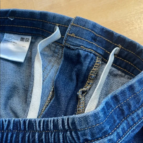 Uniqlo Wide Leg Denim Jeans - Dark Blue - Image 5