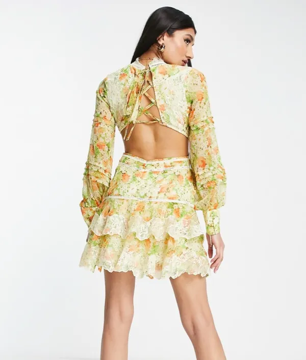 ASOS Yellow Floral Mini Dress - Image 2