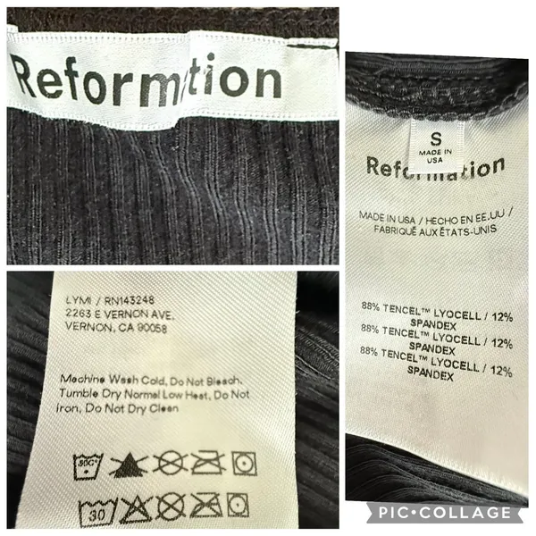 Reformation Cassi Knit Dress Small Black Ribbed Sleeveless Midi Slit Fitted Rib - Image 10