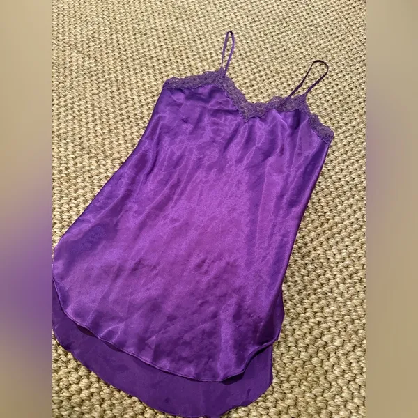 Victoria's Secret vintage dark purple satin lace nightgown women’s size large - Image 3