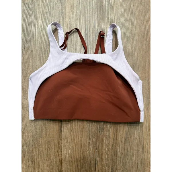 Nike Dri-FIT Womens High Neck Layered Sports Bra Lilac Rust Brown‎ Size Small - Image 3