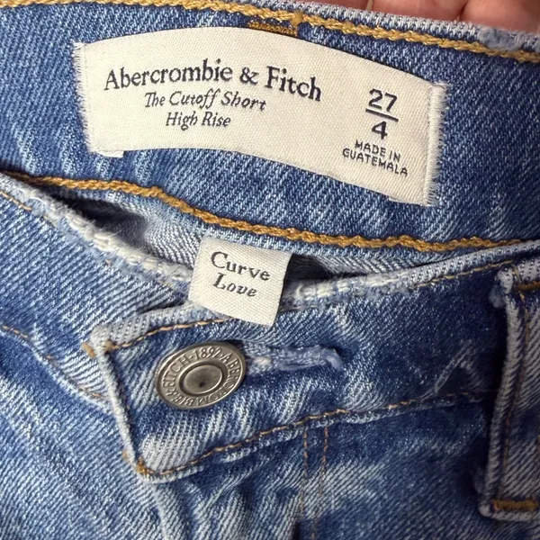 Abercrombie & Fitch‎ Curve Love High Rise Cutoff Shorts Blue Distressed 27 4 - Image 4