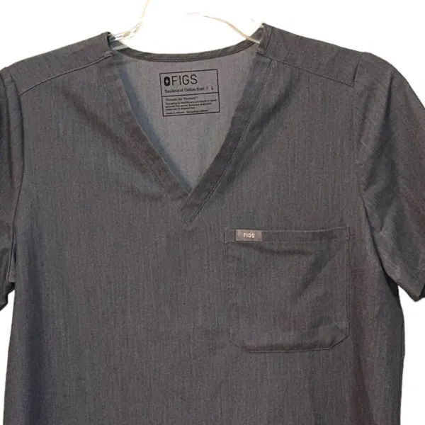 FIGS Catarina One-Pocket Scrub Top Graphite Size Large Medical Healthcare Nurse‎ - Image 2