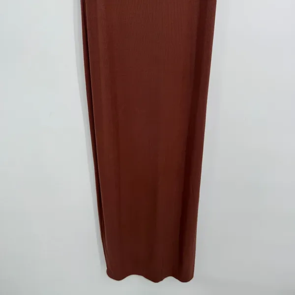 Joah‎ Brown Bodycon Flexrib Dress Medium Large Brown Ribbed Maxi Minimalist Chic - Image 5