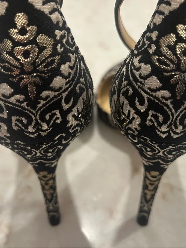 Sam Edelman Black and White Floral Ankle-Strap Heels Size 7.5 EUC - Image 7